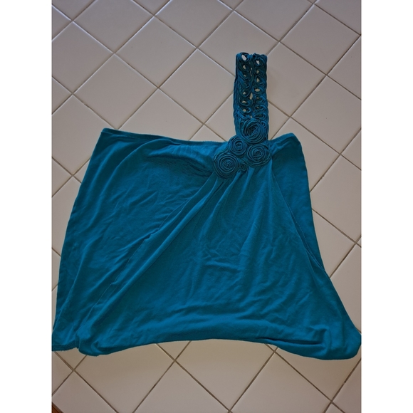 Women’s tube top shoulder blue crochet blouse summer top party holiday sport fun - Picture 2 of 12